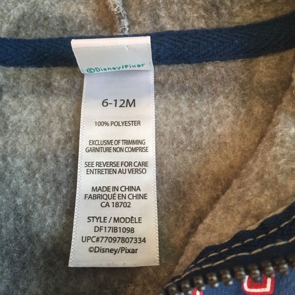 6-12m (3/$20) Lightning McQueen Hoodie/Romper by Disney - Picture 5 of 9